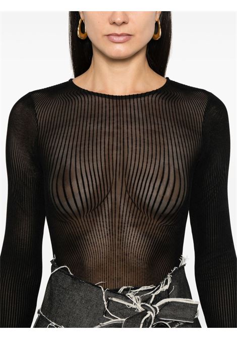 body morphing pinstripes donna nero in poliammide JEAN PAUL GAULTIER | 24/31-F-BD055-T570-0000